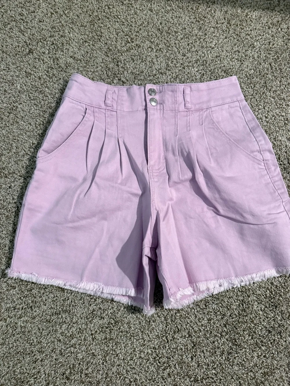 wild fable Lavender High-Rise Pleated Denim Shorts